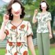 Spring and summer plus size loose temperament leisure western style age-reducing mother short sleeve fashion chiffon suit foreign trade wholesale