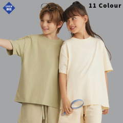 LVLV綠侶純棉男女童短袖T恤夏季新款中性寬鬆落肩青少年潮牌上衣