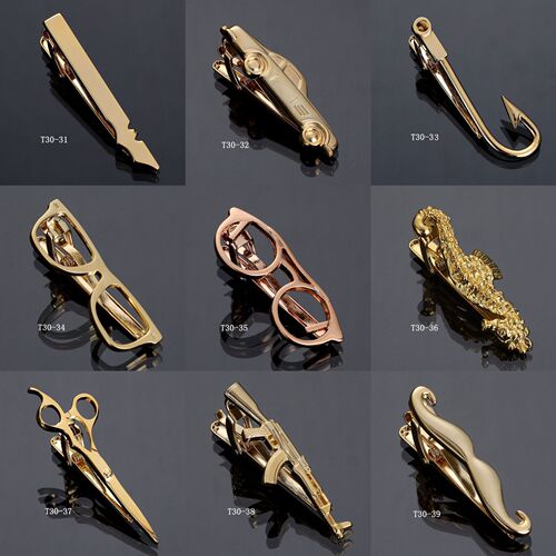 领带夹男士金色眼镜钥匙船锚树叶胡子AK萨克斯鱼钩烟斗子弹领夹