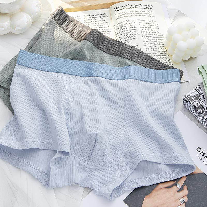 0189 Men's Cotton Underwear, All-Cotton, High-End, Large Size, Boys' Pure Cotton Sports Boxer Briefs