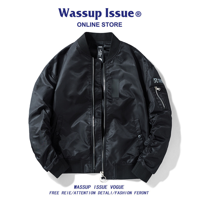 WASSUP NEST pilot jacket men's fashionable American baseball uniform Autumn New loose top men's
