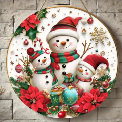 クロスボーダークリスマスクリエイティブ吊り下げ装飾品木製工芸品ラウンドドアサイン木製吊り下げ装飾品シリーズ