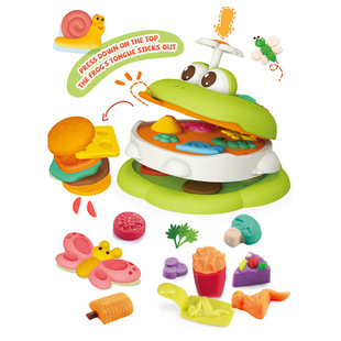 Cross-border hot sale children's educational cartoon clay handmade gift play house frog colored clay hamburger machine toy