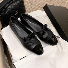 现货~葡萄妈同款经典拼色小香风蝴蝶结玛丽珍单鞋女秋季平底鞋子