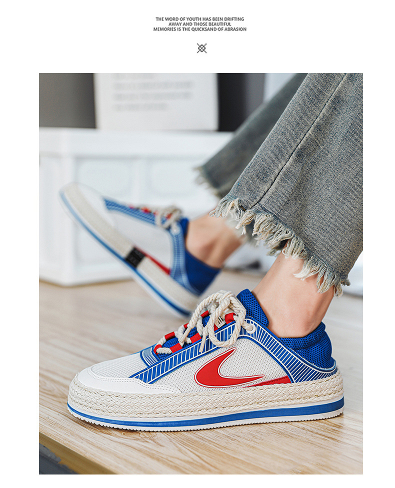 Scarpe da uomo autunnali Nuove scarpe sportive in mesh Un pedale Scarpe da marea intrecciate in paglia a doppio scopo con fondo spesso Scarpe casual da studente traspiranti da uomo_voghion.com