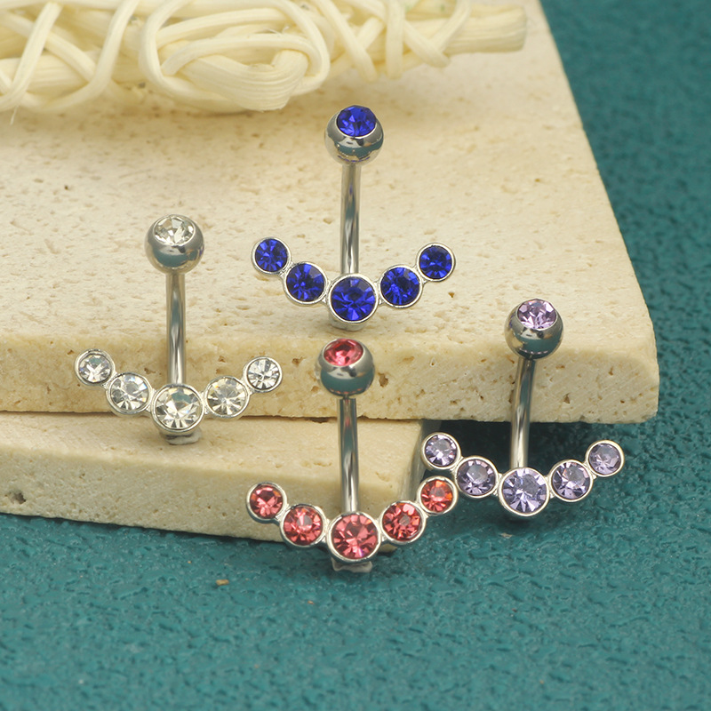 New Fashion European American Hot Selling Navel Stainless Steel Inverted Belly Ring Mixed Color Piercing Jewelry Wholesale detail image 7