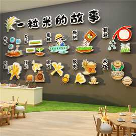幼儿园环创主题墙成品文化墙面装饰食堂饭桌托管班一粒米的故事贴
