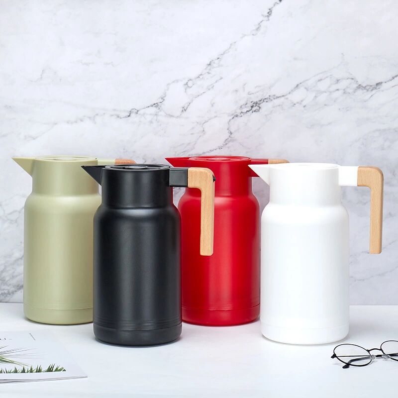 玻璃膽木柄日式保溫壺真空熱水瓶保溫瓶簡約咖啡壺歐式保溫壺