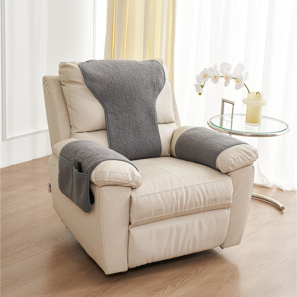Amazon's New Lamb Wool Sofa Backrest Cover, Space Chair Enlarged Anti-Slip Headrest Cushion Cover, Armrest Cover Three-Piece Set