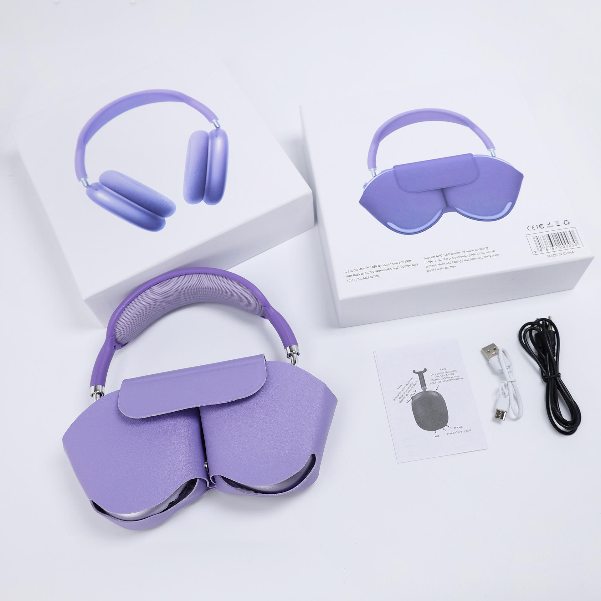 Auriculares inalámbricos supraaurales Huaqiangbei - Nuevo modelo transfronterizo, con Bluetooth y micrófono, en stock de fábrica, cómodos para uso prolongado, batería de larga duración