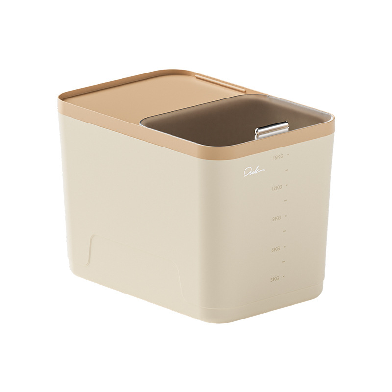 gran contenedor de almacenamiento de harina de arroz en barril de arroz doméstico, caja de almacenamiento de arroz de grado alimenticio, caja de barril de arroz tipo push-pull