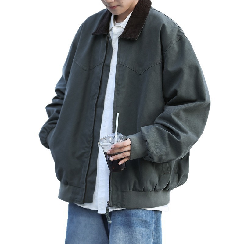 春秋季新款美式潮牌工装夹克宽松男款翻领百搭男士痞帅外套潮男装|undefined