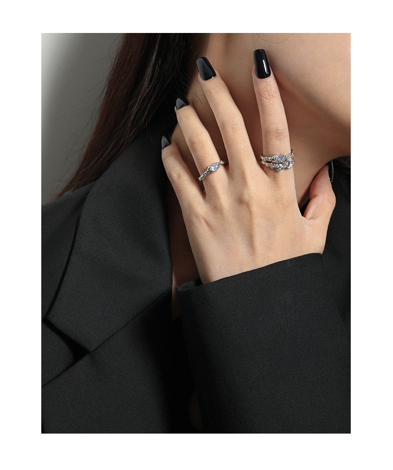 106 Korean Style Ins Special-Interest Design Minimalist All-Match Micro Inlaid Zircon Texture S925 O