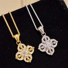 四叶花金刚杵项链复古四叶草造型高级感满钻百搭锁骨链小红书爆款