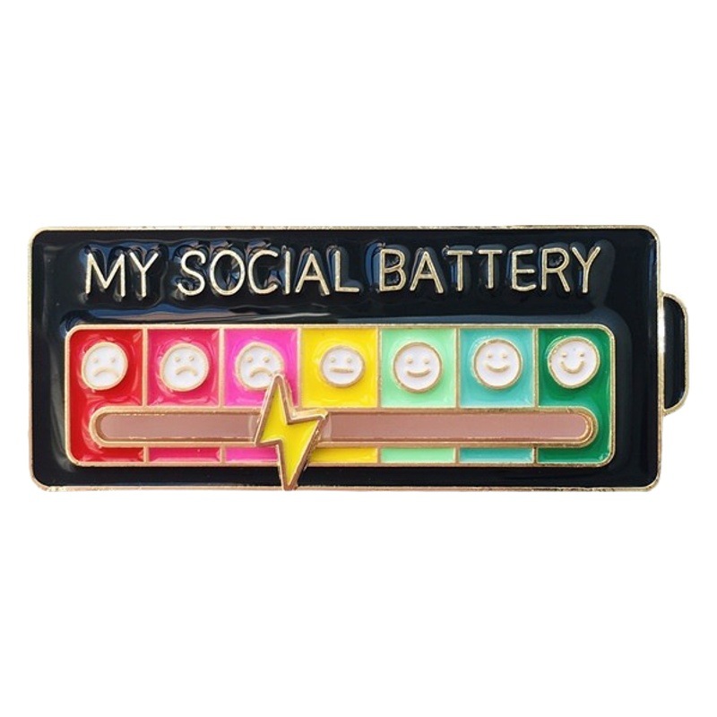 Broche de conversión de estado de ánimo europeo y americano Personalidad Deslizable Electricidad social Emoji Insignia de metal Accesorios de joyería femenina Pin