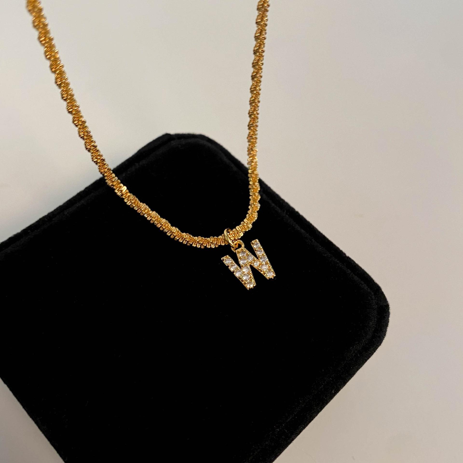 10g Weight Zircon Inlay Material Pendant Necklace Classification 1 Piece Quantity Holiday, Daily Occasion Titanium Steel Material Letter Pattern Women's Gender Plating, Inlay Design Simple Style, Classic Style Style Simple Style Classic Style Letter Titanium Steel Plating Inlay Zircon Pendant Necklace 25