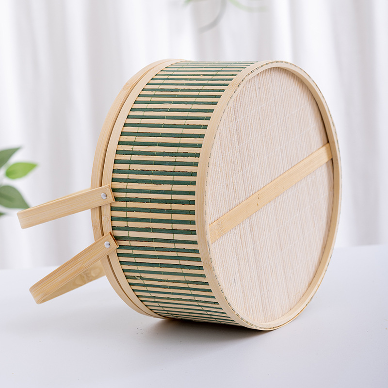 Cesta de bambú de mano con tapa, caja de regalo del Festival del Medio Otoño, caja vacía, cesta de frutas, embalaje especial local, cesta de bambú de recuerdo, cesta de regalo