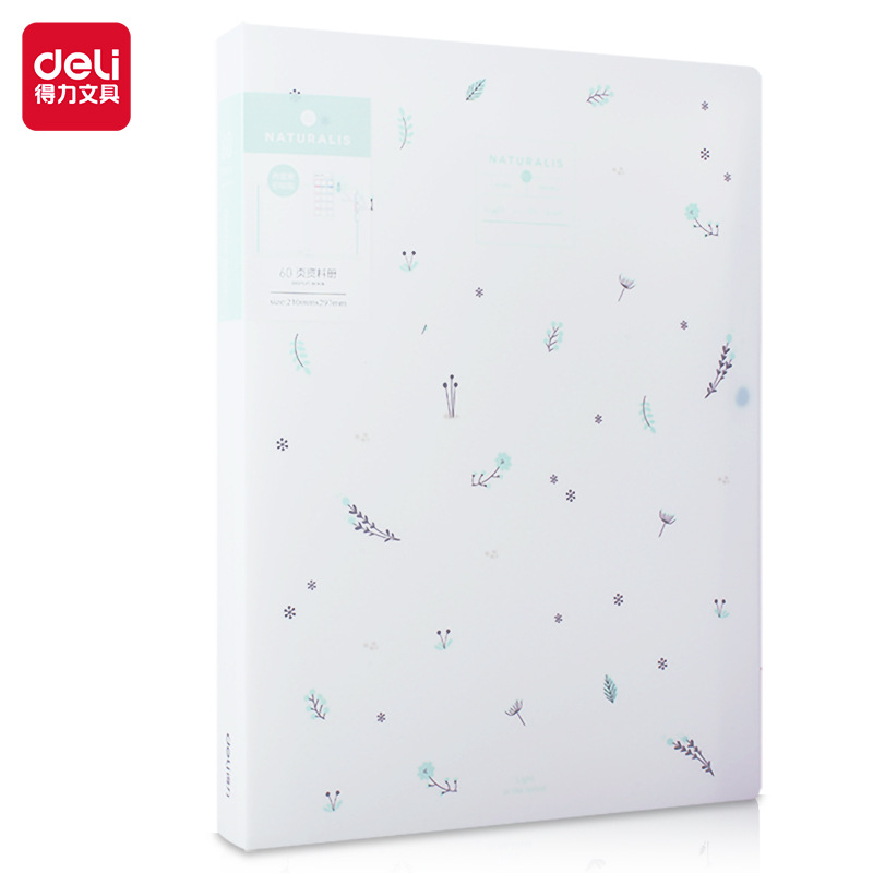 Deli 72477 carpeta de múltiples capas libro de datos insertar estudiante prueba clip de papel A4 floral fresco