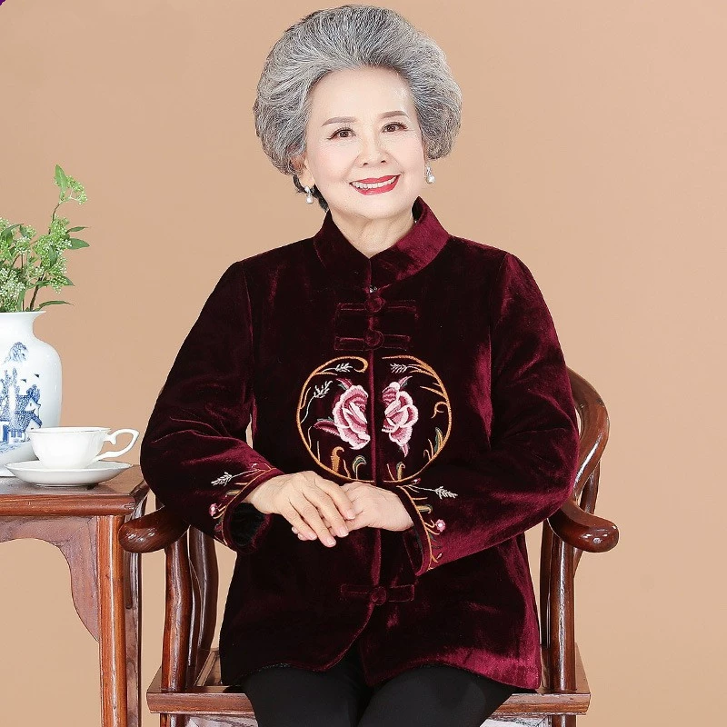 Старое Женское зимнее пальто на флисовой подкладке утолщенное пальто старой леди с хлопковой подкладкой старый костюм Mother Tang бабушка с хлопковой подкладкой пальто