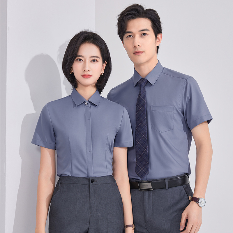 Professional Shirt Summer Short-sleeved Temperament Interview Dress suit Men's and Women's Work Clothes Short-sleeved Shirt LOGO