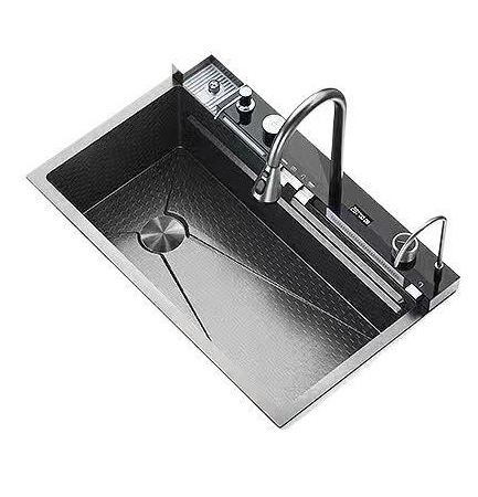 Panal de cocina de ballena súper grueso 304 pantalla digital de una sola ranura Nano de acero inoxidable lavabo de verduras de grado alimenticio para el hogar