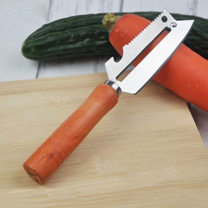 Кожа-очиститель Многофункциональная нержавеющая сталь домашний картофель дыни строгание для кухни специальная деревянная ручка