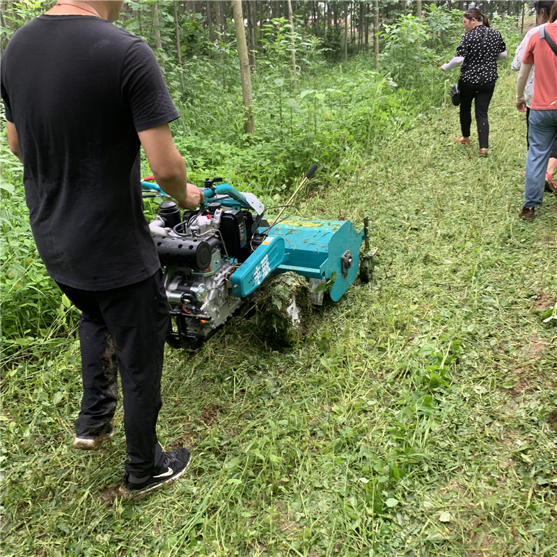 柴油果园碎草还田机 手扶田园杂草灭草机 秸秆收割还田机