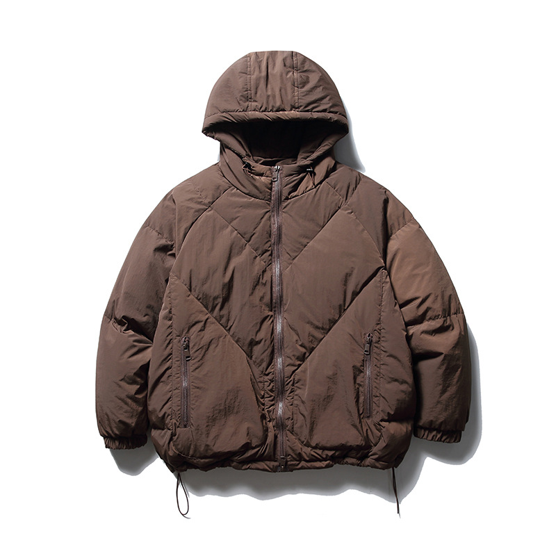Winter solid Japanese retro keep warm down jacket with down