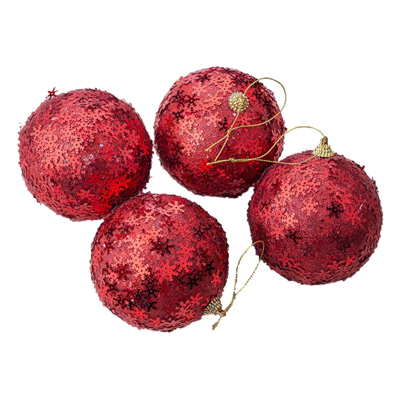 Árbol de Navidad rojo colgante bola Navidad fiesta 10cm espuma Navidad bola lentejuelas decoración del hogar colgante adornos