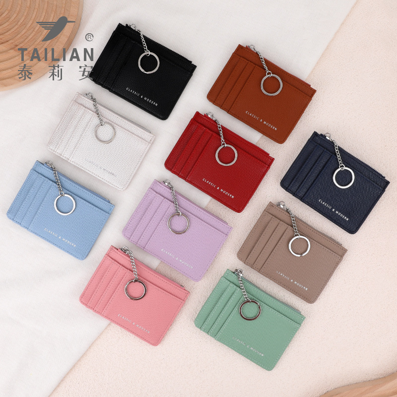 2024 nuevo bolso de tarjeta de patrón cruzado delgado para mujer versión coreana mini llavero multi-tarjeta de gama alta monedero