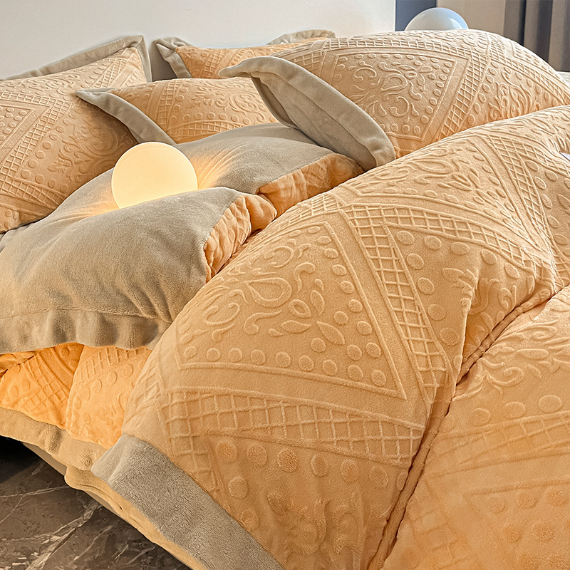 生放送で起爆した秋の冬には、彫刻ミルクのベルベットを厚くしてベッド用品のシーツをカバーしてベッドカバーをカバーしている