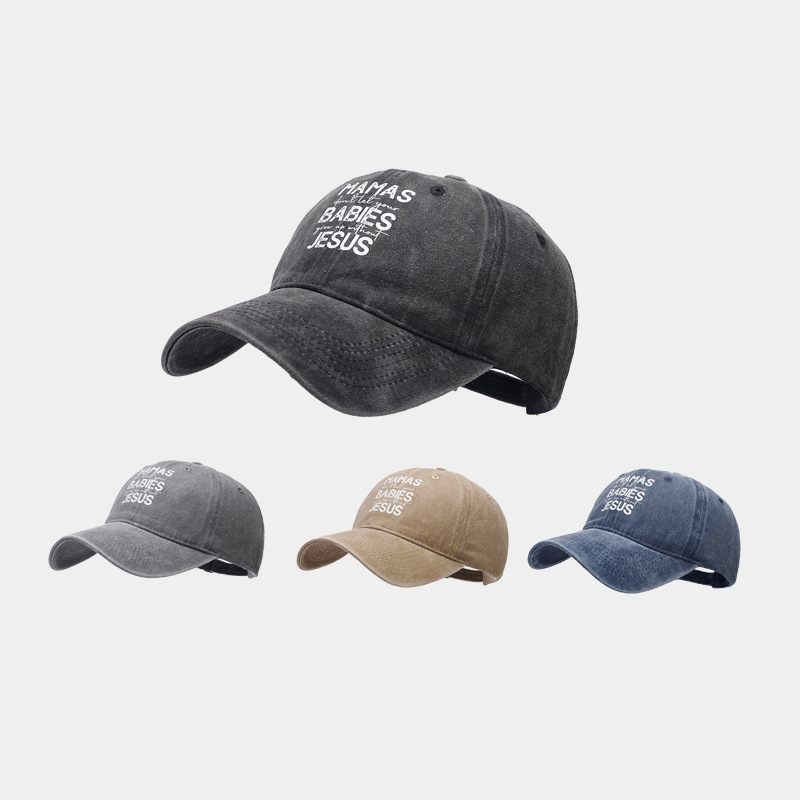 Gorra de béisbol estilo americano con letras vintage lavadas para mujer, gorra de moda retro para hombre, gorra informal de primavera y verano.