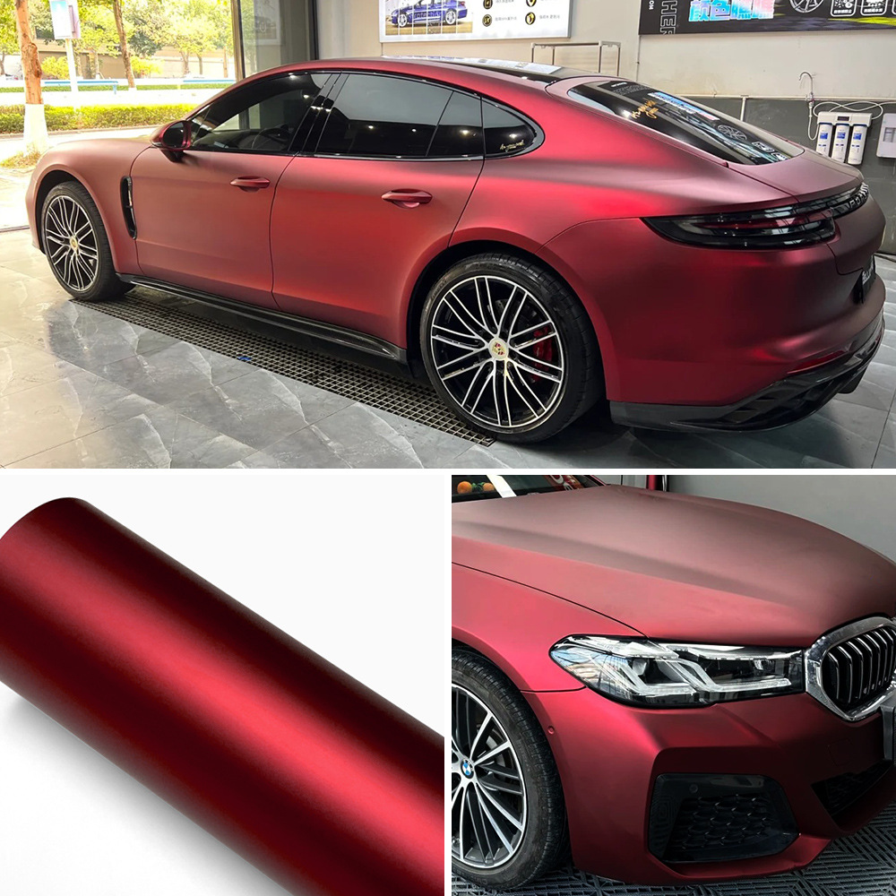 Ultra-Matte Pet Romanee Red Venom Green Car Color Change Film, Car Body Rearview Mirror, Rear Wing, Motorcycle