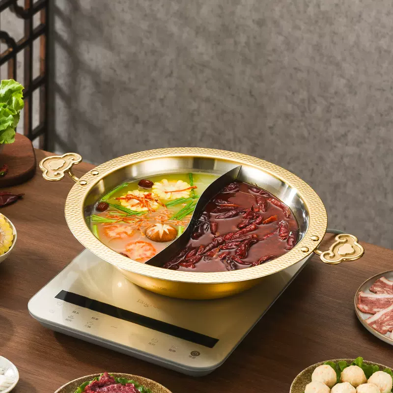 欧创304不锈钢加厚鸳鸯锅大容量火锅专用涮锅电磁炉燃气灶通用