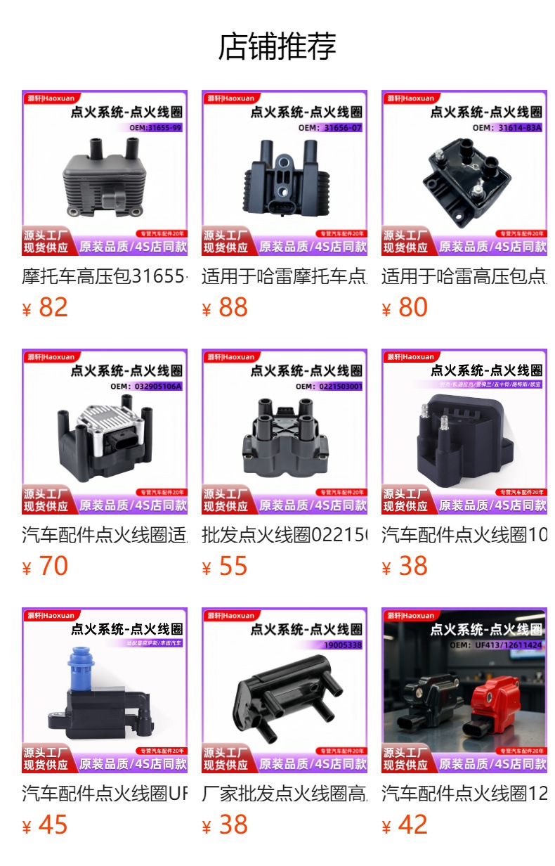 预览状态下无法点击,发布后,可点击跳转到对应的商品页面 Directly Supplied from the Manufacturer, Harley High-Voltage Package 31696-07A 28058097 3169607A Ignition Coil