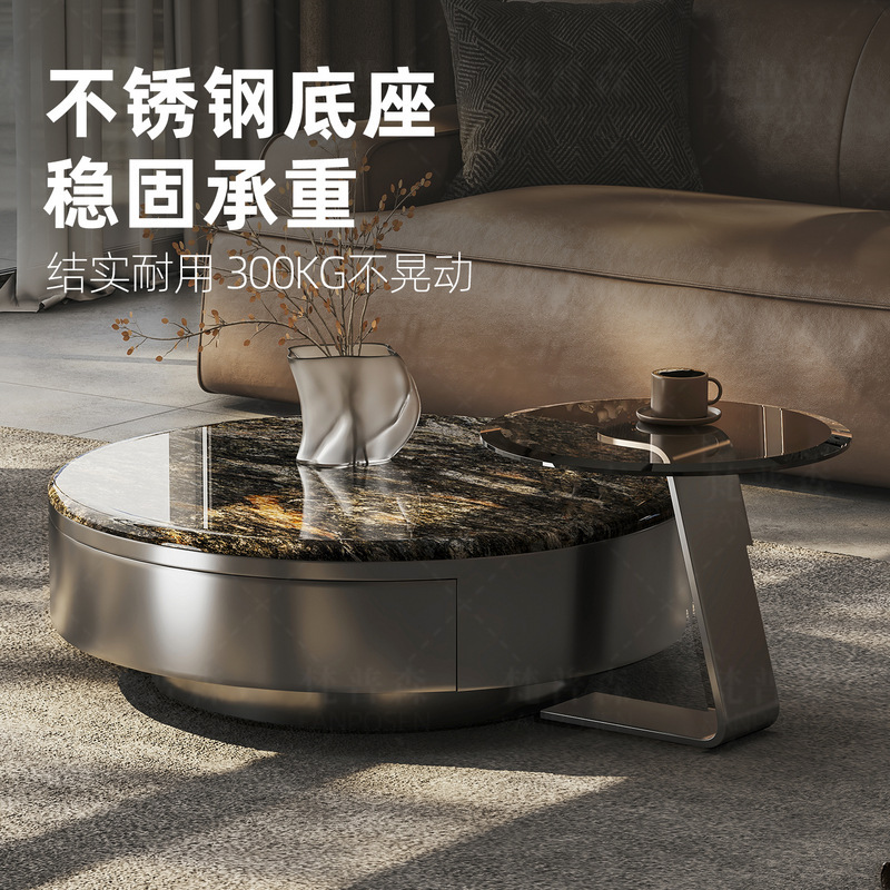 天然大理石茶几批发意式极简轻奢高端客厅正方形圆形简约奢石茶几|undefined