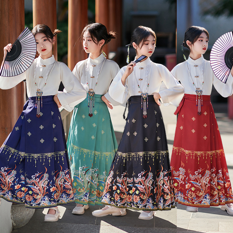凤鸣朝阳2024新款女童汉服套装马面裙春夏季儿童演出服中国风古装