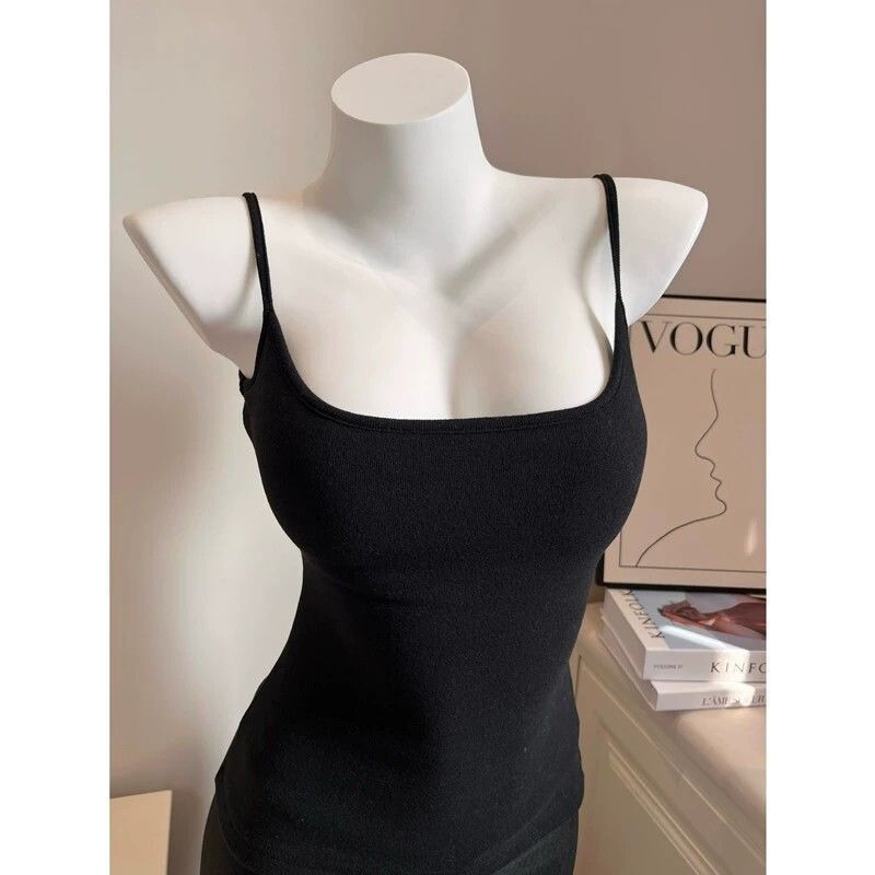 Autumn Brushed Camisole for Women with Breast Pads, Beautiful Back, Korean Style Sexy Inner Wear, Slimming Look Bottoming Shirt Top