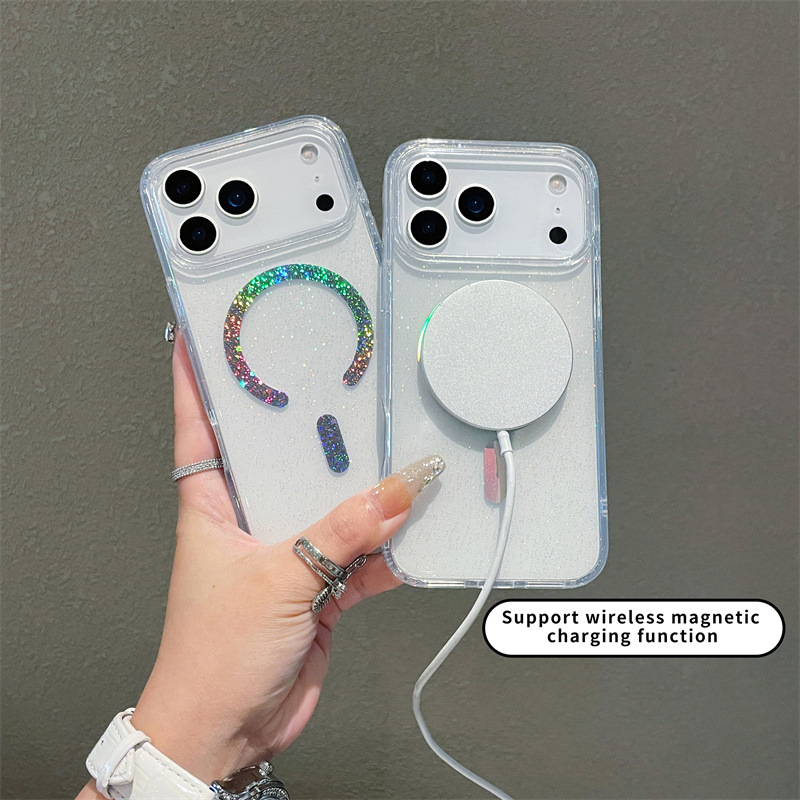 Adatto per telefono colorato magnetico Pro Max trasparente glitter custodia protettiva 17 Pro/17 Air_voghion.com