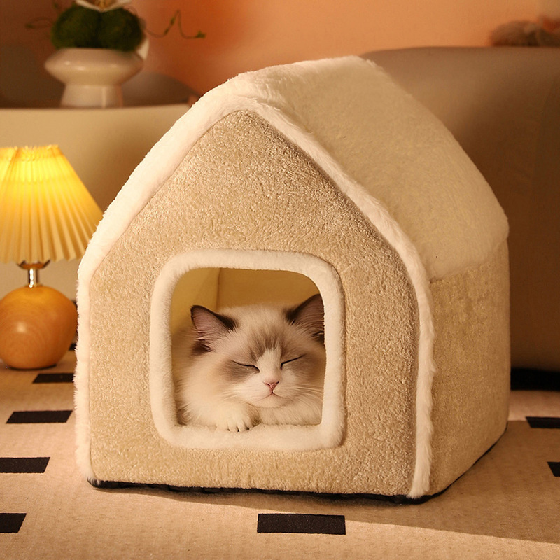 Lit douillet et chaud pour chat, nid confortable pour chaton, tente de couchage pour animaux de compagnie idéale pour l'hiver_voghion.com