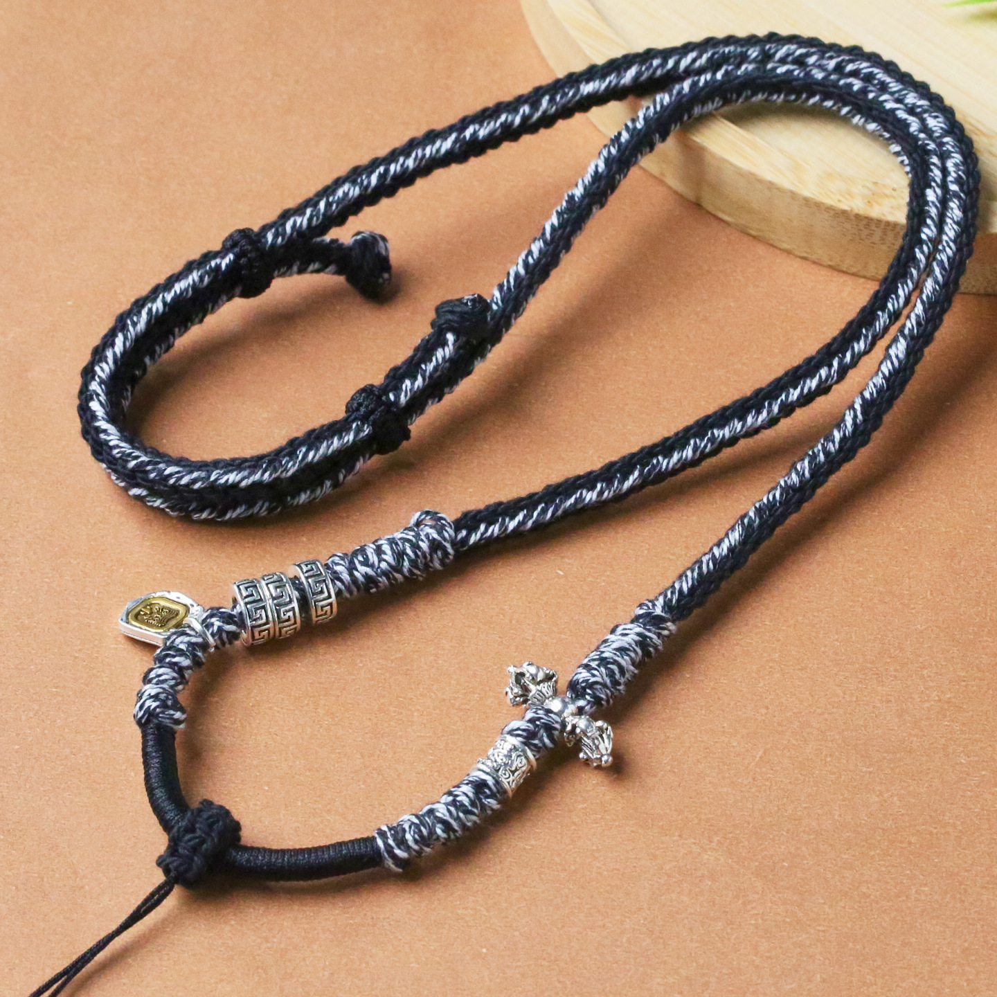 精品藏式手工编绳天珠横穿挂绳吊坠绳高端锁骨链项链绳挂脖可调节