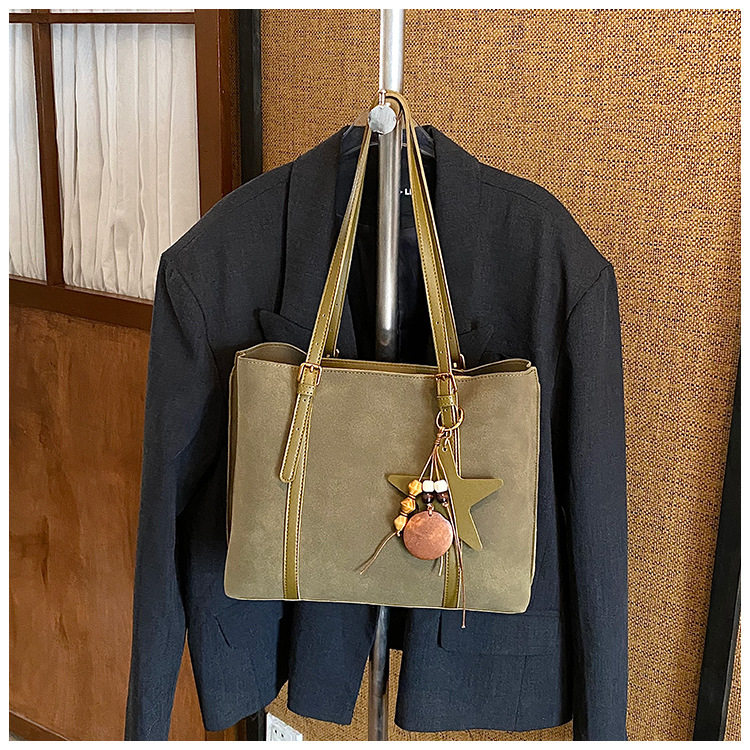 Túi tote nữ cỡ lớn dáng shopping, quai đôi đeo vai, có ngăn khóa kéo, phong cách tối giản — Màu cà phê Không có mặt dây chuyền, Màu nâu không có mặt dây chuyền, Màu xanh lá cây không có mặt dây chuyền, Đen không có mặt dây chuyền chi tiết 23