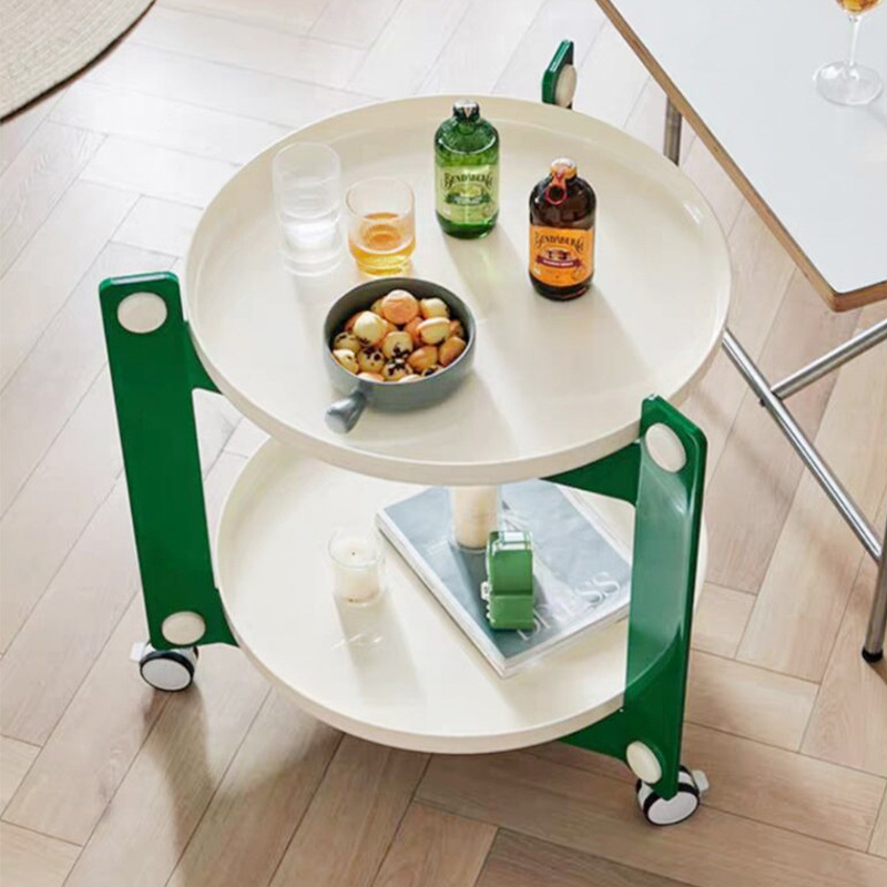 Small Apartment Movable Round Coffee Table Nordic Creative Detachable Plastic Sofa Side Table Living Room Storage Rack