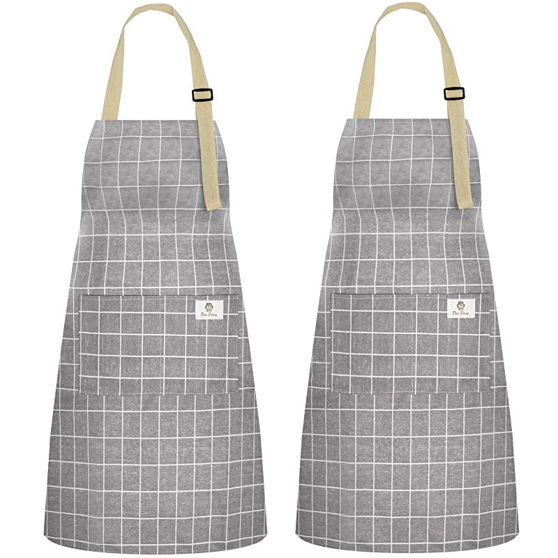 Delantal de lona de algodón transfronterizo Plaid rayas patrón impreso floral jardinería ropa de trabajo Halter delantal fábrica al por mayor