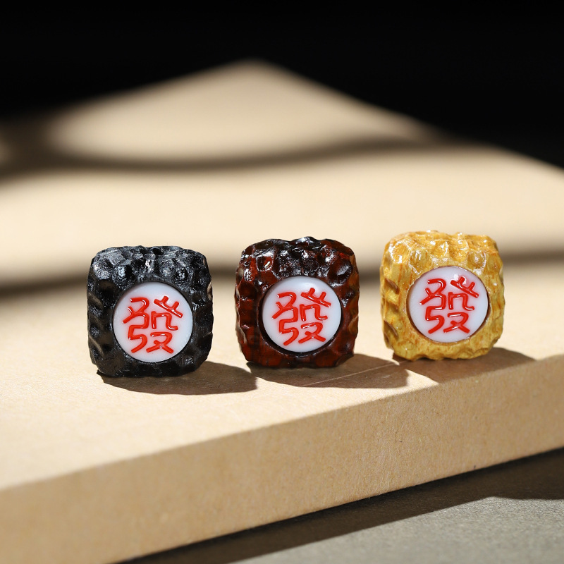 Rosewood DIY Carving Non-phase Square Beads Inlaid with Fortune Characters Play Accessories Insellwood Beads Bracelet Accessories ZH
