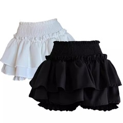 2025芭蕾风设计感甜辣蛋糕蓬蓬短裙百搭小个子新款黑色木耳边裤裙