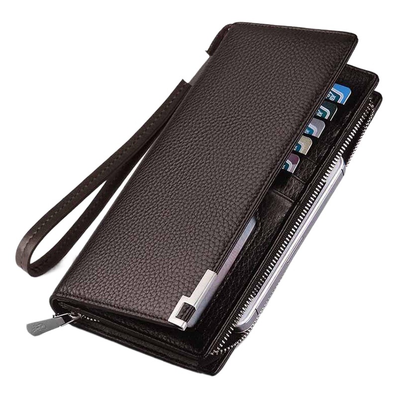 New Men's Wallet Long Wallet Multi-Card Slot Short Wallet Men's Business Zipper Multi-Functional Genuine Mobile Phone Bag