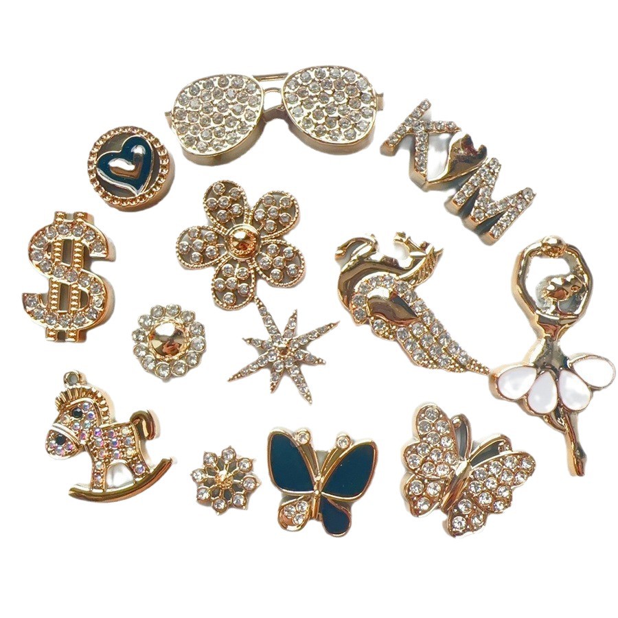 Nuevos troyanos gafas conejo ángel caja de teléfono joyería agujero hebilla de zapatos material flores accesorios joyería clips