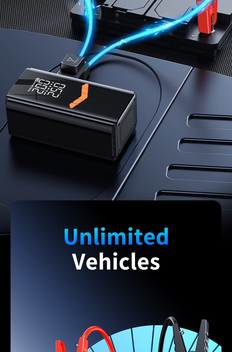 Jump Starter is a cross-border car emergency starting power supply all-in-one device with an air pump and portable car power bank