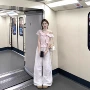 短袖夏季斜肩条纹衬衫